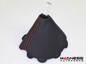 FIAT 124 Spider Gear Shift / eBrake Boot Kit - Black Italy - Black Leather w/ Red Stitching